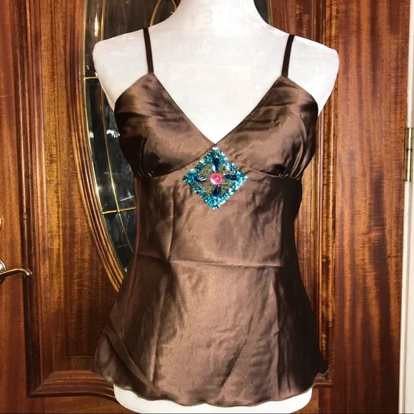 YOU GET BOTH - New NWT Jewel Tone Sequin Silky Cami Tank - Y2K 90s 2000s Retro - Picture 8 of 13